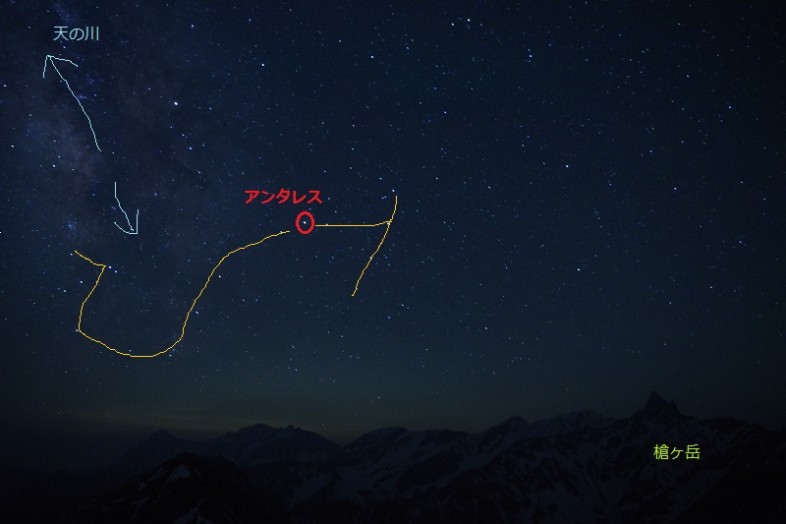 さそり座で目立つ赤い星アンタレス